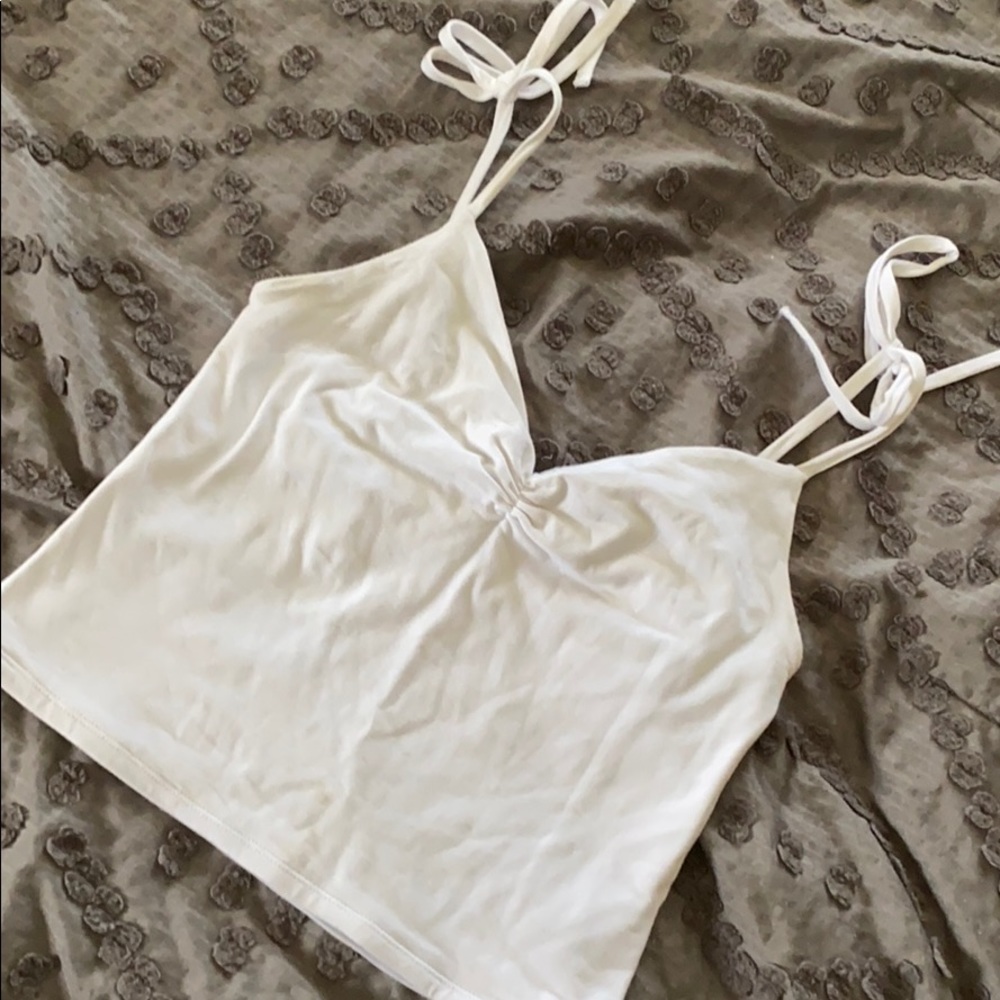 White Tie-up Cropped Cami